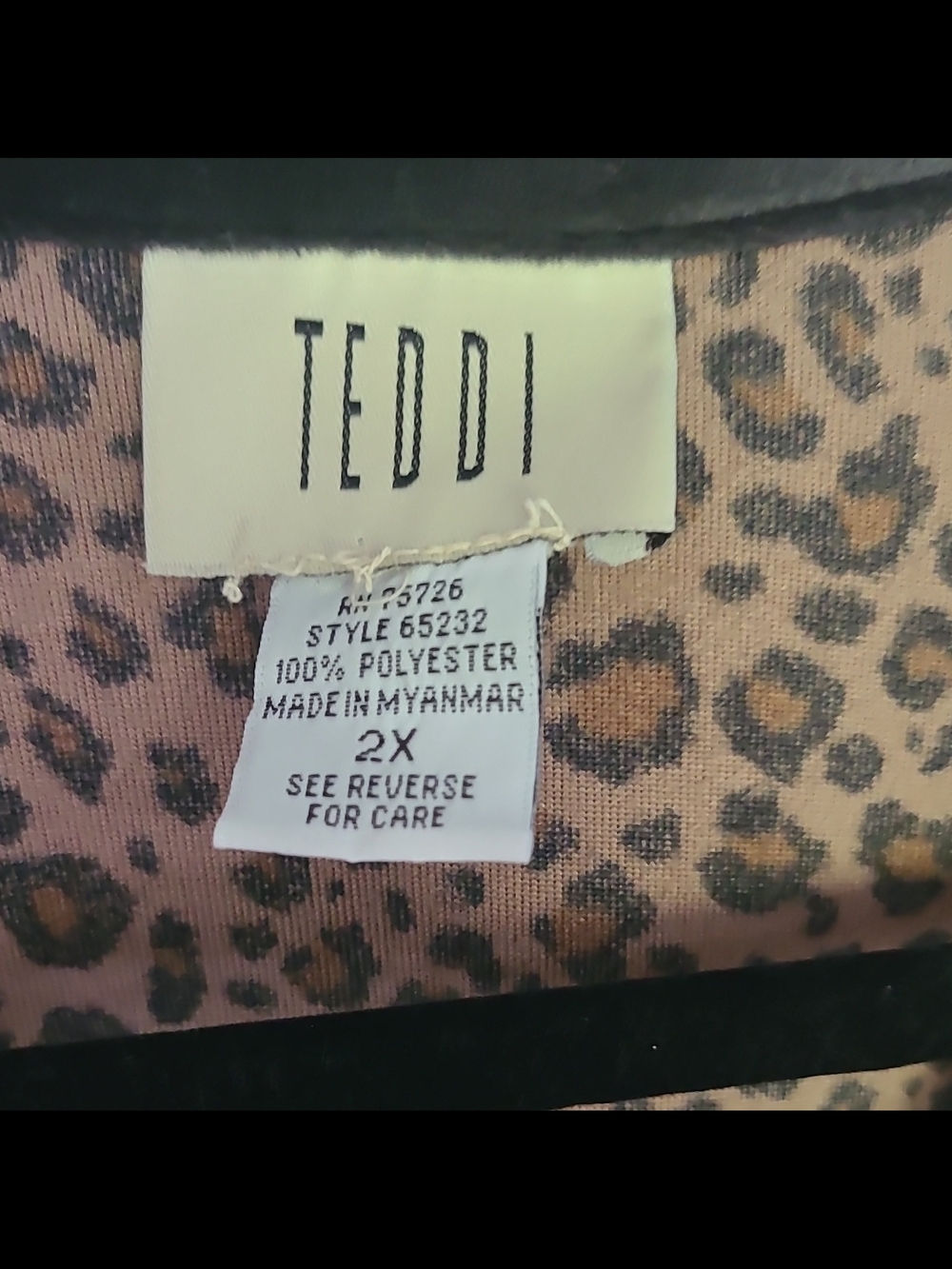TEDDI Leopard Print Velour Zip Front Collared Lounge Jacket Women’s 2X - Picture 4 of 4